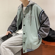 春秋潮牌宽松ins高街情侣上衣连帽拼接棒球服夹克男W5417-P60，男装夹克，星座512-2