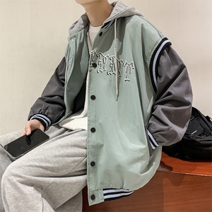 春秋潮牌宽松ins高街情侣上衣连帽拼接棒球服夹克男 W5417-P60图片