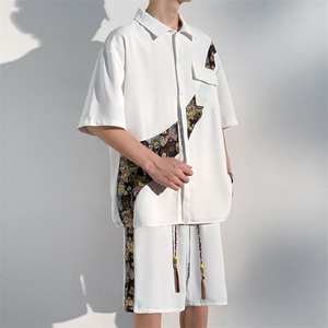 1小熊短袖衬衫男+短裤大码M-5XL套装92%聚酯纤维8%氨纶TZ77057P70图片