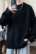 84757-P48秋冬新款休闲毛衣男长袖针织衫个性破洞打底衫，男装针织衫/毛衣，电商D310B