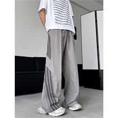 美式条纹运动工装裤男女宽松阔腿直筒伞兵冲锋裤潮流-B8515-p45，男装工装外套，星座601-2