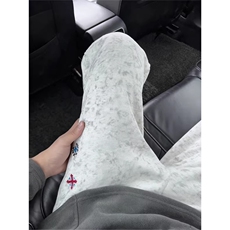 潮男高街裤子扎染个性小众刺绣休闲裤春秋季美式弯刀微喇宽松长裤，男装休闲裤，四季星座505