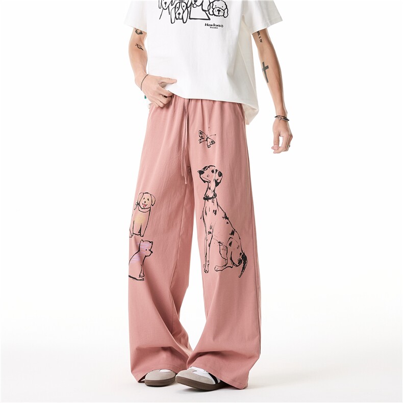夏季新款小狗印花设计可爱宽松休闲裤B315-K25528-特p30控58,男装休闲裤,电商B315