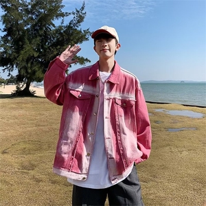 2023港风文艺刺绣牛仔外套男春秋宽松潮流长袖夹克复古百搭图片