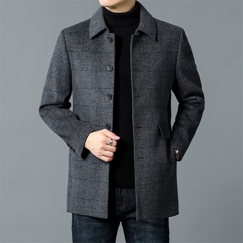 DZ11210钱塘2020-3冬季厚款商务休闲简约翻领中年男士外套P235，男装毛呢大衣，钱塘207-3