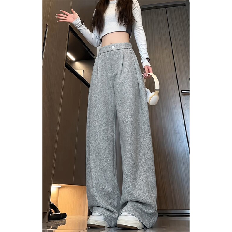 高级感重磅卫裤男生春秋季显瘦垂感阔腿裤子潮牌宽松直筒休闲长裤图片
