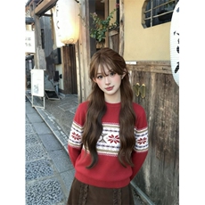 1506-1/G65680/P56提花圆领针织衫毛衣女冬季百搭显瘦上衣，男装针织衫/毛衣，星座1506A