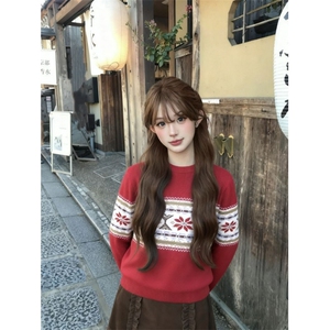 1506-1/G65680/P56提花圆领针织衫毛衣女冬季百搭显瘦上衣图片
