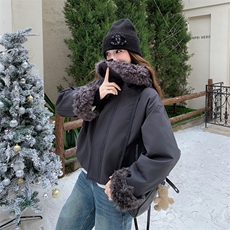 卷卷大毛领90%白鸭绒派克羽绒服，女装羽绒服，1D066-1