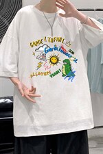 YT26219-P30亚短袖t恤男大码五分袖男宽松七分袖港风模特，男装T恤，电商A040