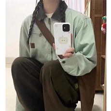 美式复古撞色拼接翻领外套女春秋宽松学院风气质百搭工装夹克上衣，男装夹克，星座506A