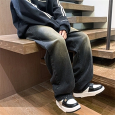 牛仔裤男款秋冬直筒宽松vibe美式高街裤子A080-9001-P50控68，男装牛仔裤，电商A080