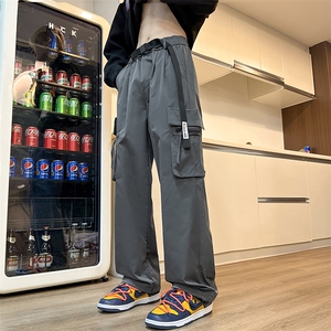 春季潮牌宽松直筒运动冲锋裤美式机能大口袋工装裤男 K7652-P40图片