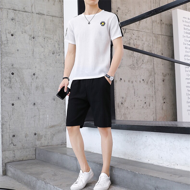 夏季短袖T恤套装男韩版两件套宽松男装纯棉半截袖inT778-P42,男装休闲套装,星座1206（原A206）