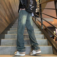 抖音现货稻草黄宽松牛仔裤男GK07-P55限价68，男装牛仔裤，星座310A-1