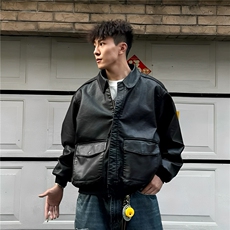 网图现货加厚加棉皮衣飞行员外套1209-1-JK19-P90主推可谈，男装皮衣，星座1209-1