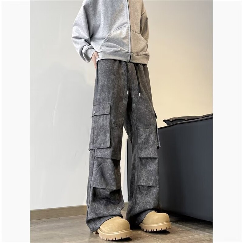 美式复古迷彩大口袋工装裤男夏季潮牌直筒宽松休闲裤K5957-P51,男装休闲裤,星座412-3