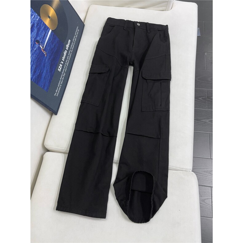 B221 美式ins高街筒洗褪多口袋工装休闲牛仔裤 LK26648-特P55控98图片