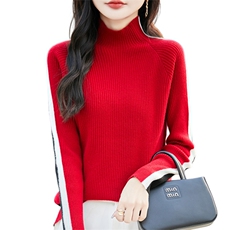 半高领打底衫女2025年春季内搭显瘦软糯百搭纯色针织衫，女装羊毛衫，哲奥羊绒