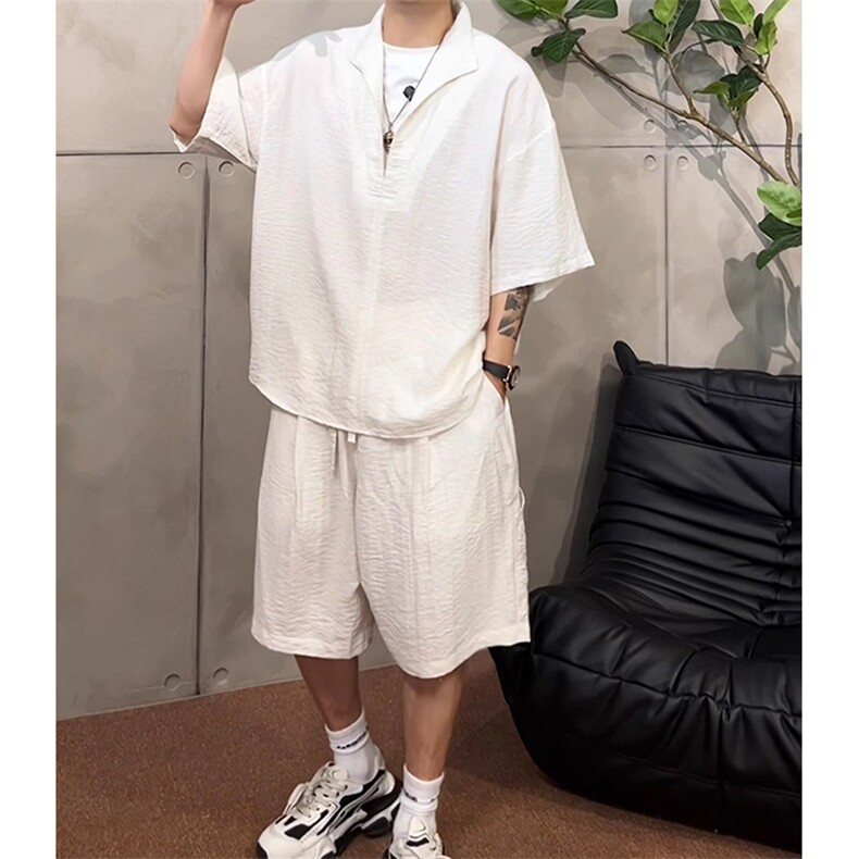 (网图）特批P48无差价假两件大码舒适亚麻两件套装男TZ112，男装休闲套装，电商D206-1