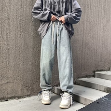 牛仔裤男韩版潮流高街帅气2024秋冬季新款ins宽松长裤RK1147-P43，男装牛仔裤，星座412-2
