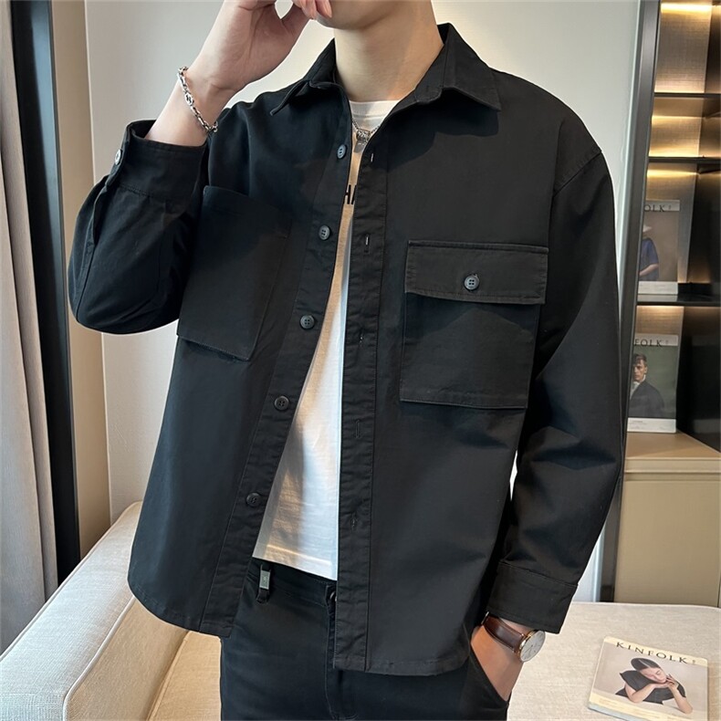工装衬衫式外套男士春秋款休闲衬衣时尚宽松开衫夹克男JK102-P89图片