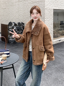 复古两面穿羊羔毛外套女2025冬季新款皮毛一体8060-P205-K295图片