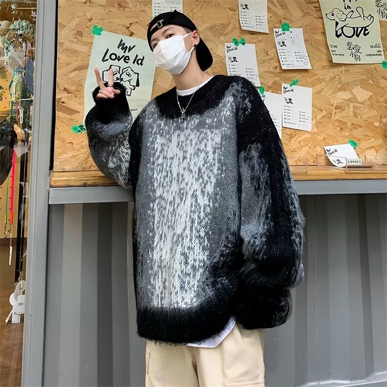 秋冬款时尚潮男百搭宽松圆领针织毛衣,男装针织衫/毛衣,四季星座218-1