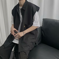 21夏季潮流无袖衬衫男宽松韩版日系潮牌马甲休闲学生背心C77-p28，男装背心/马甲，星座1008
