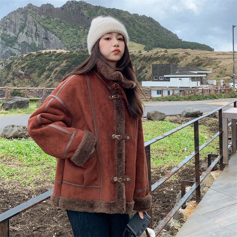 25冬装新款火焰复合皮袢金属扣袢皮毛一体女182A-8589P195K288，女装皮草，浙宝182A