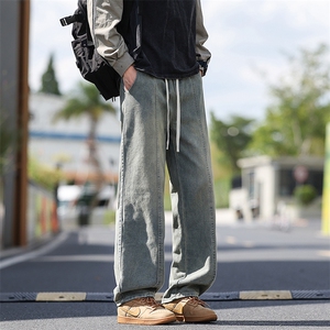 加绒加厚水洗高街直筒牛仔裤KZ67JR P50图片