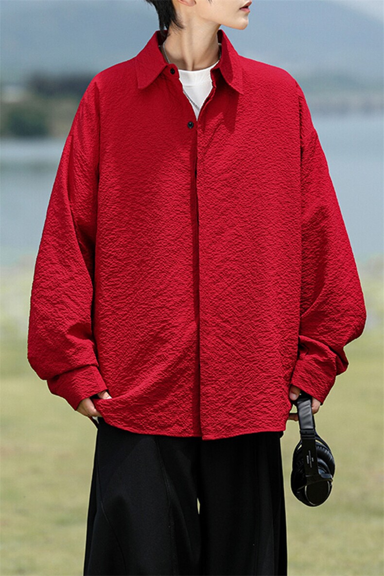 8XL-M泡泡纱盐缩肌理长袖衬衫男夏季冰丝外套防晒衬衣CS29007P40,男装衬衫,电商B312
