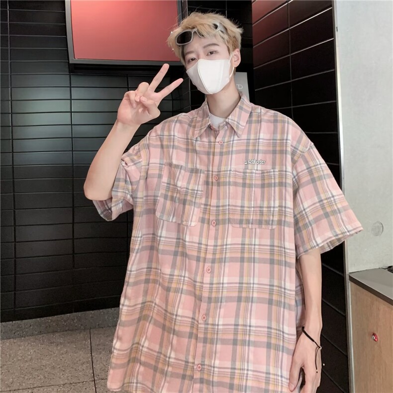 夏季新款衬衫潮流慵懒男方领衬衫W2214P35图片