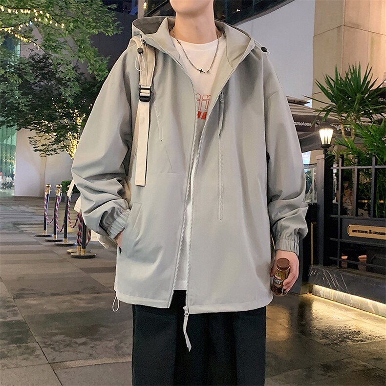港风上衣多拉链夹克宽松落肩拼色冲锋衣外套JK834P75,男装夹克,星座1204-3