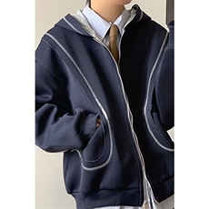 美式潮牌撞色连帽休闲外套春季纯色宽松百搭重工外套卫衣WY138，女装短外套，星座1116A（原606A-3）