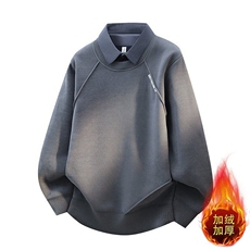 W25259-P60秋冬款翻领加绒卫衣男潮牌加绒加厚卫衣外套时尚打底衫，男装T恤，电商D310B