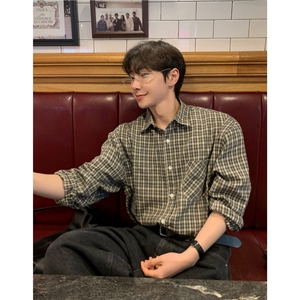 男士长袖衬衫小格子cityboy潮流翻领衬衣春休闲外套男922P45图片