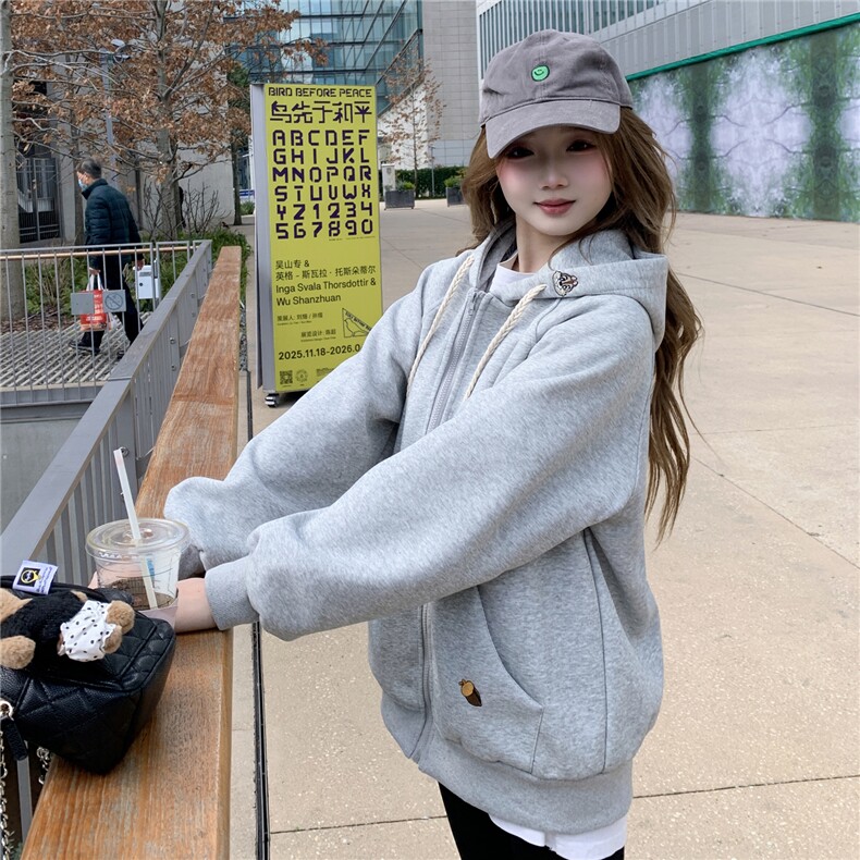 现货2026春秋季连帽外套女针织撞色可爱风学生休闲百搭外,女装卫衣/绒衫,网红馆