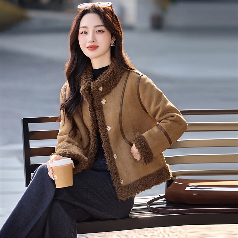 （现货）XBL新款2025年冬季保暖皮毛一体羊羔毛大衣性价比高送包,女装羽绒服,欣贝拉