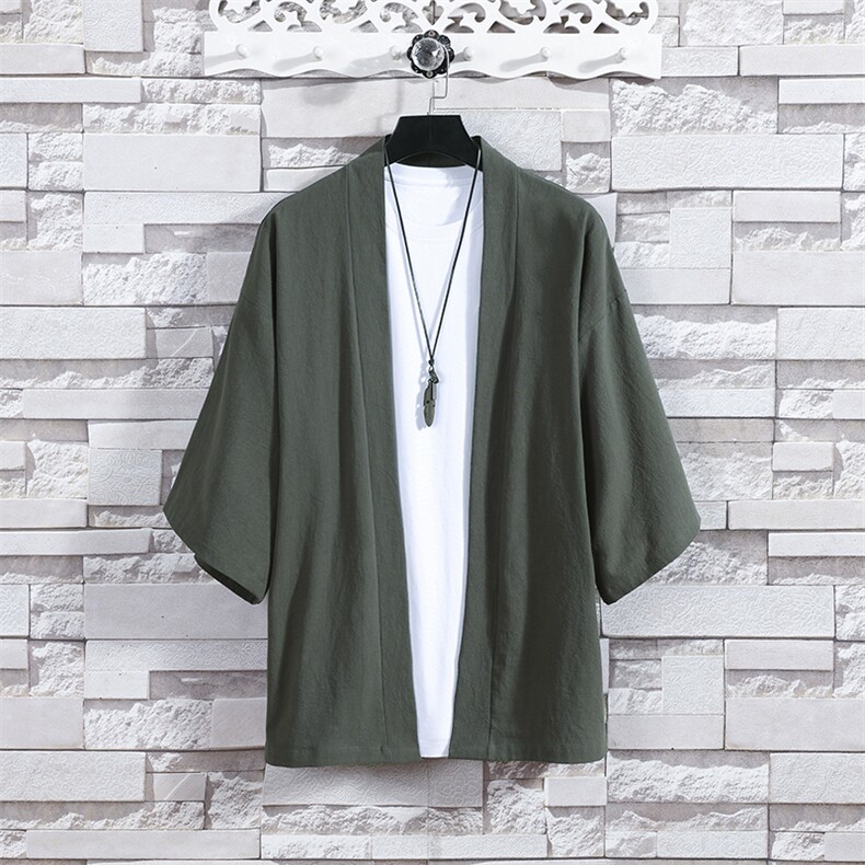 夏季风棉麻防晒服日系七分袖风衣披风男防晒服A203-666特p25，男装防晒衣，星座815（原A203）