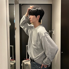 816B-DS99-P45春季男女韩纯色圆领卫衣打底百搭情侣休闲宽松，男装卫衣，星座816B