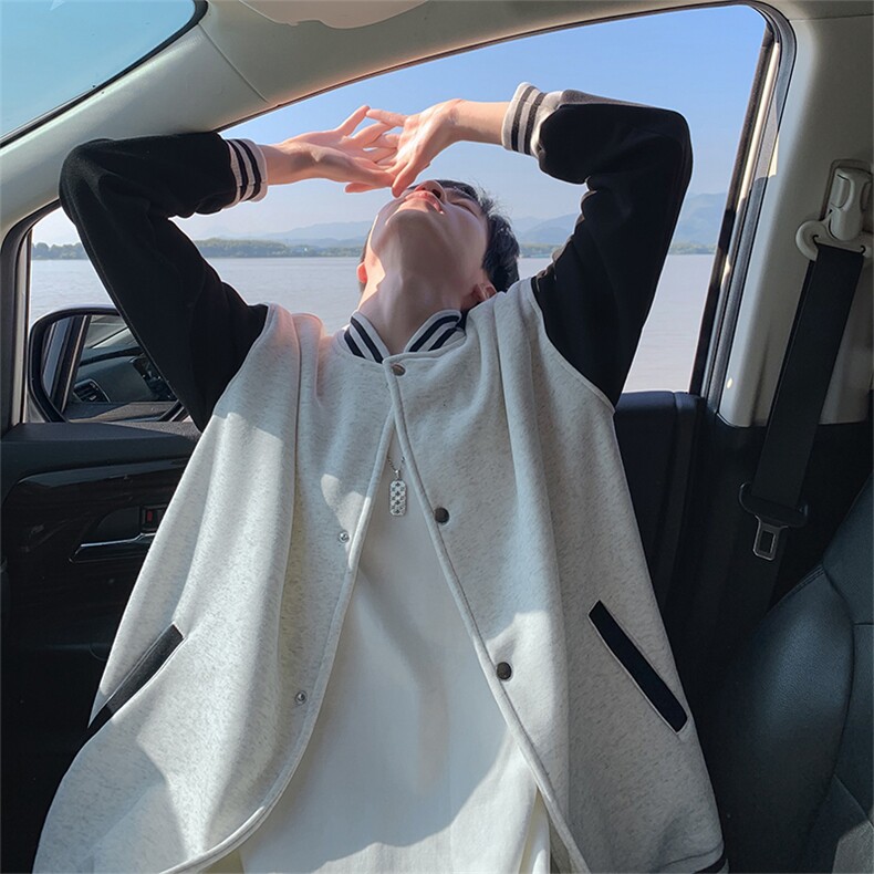 抖音得物高品质重磅全棉二开360克立领棒球服开衫卫衣外套CM12,女装短外套,电商A486