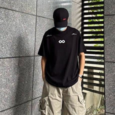 万针全刺绣解构设计260克重磅双纱纯棉高品质美式高街短袖T恤特35，男装T恤，电商A486-1