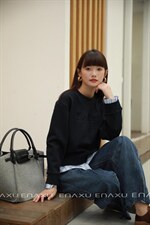 伊奈秀秋季假两件凹凸印花卫衣女，女装卫衣/绒衫，伊奈秀E∩ΛXU