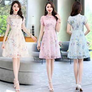 2023夏季新款优雅刺绣连衣裙 修身显瘦气质淑女裙，女装连衣裙，鑫鑫美