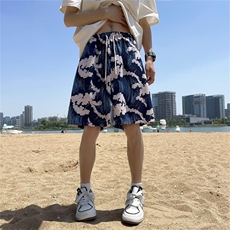 夏季卡通印花夏威夷沙滩短裤男薄款宽松直筒休闲大裤衩QD518-P20，男装休闲裤，星座1008