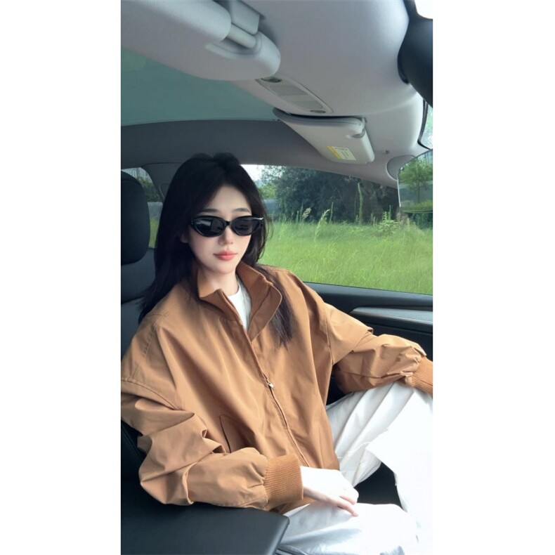 现货26春装美拉德立领飞行夹克纯色复古廓形高街棒球服外套,男装夹克,电商A486