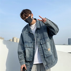 牛仔外套男韩版潮流大口袋高街帅气2026秋夏新款ins外套W4812-P68，男装工装外套，星座412