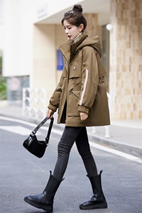 加绒加厚派克棉服女中长款2025春秋新款宽松工装风冲锋衣连帽外套图片