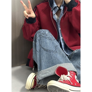 抖音得物高品质 美式高街重磅结构设计拼接织带立领卫衣外套 CM42图片
